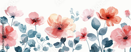 Delicate floral watercolor pattern, floral design for textile and background. VECTOR SIMPLE ILLUSTRATION