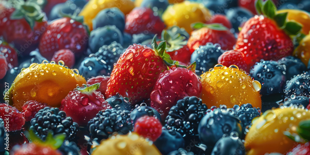 Close-up of fresh fruit with drops Close-up of fresh fruit with drops