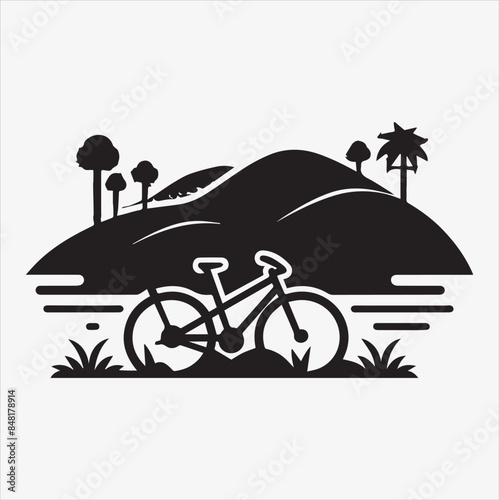 t-shirt design bicycle silhouette art illustration