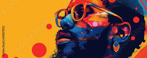 Street artist with face paint. Portrait of a creative individual expressing his individuality through street art. Vector flat minimalistic isolated illustration