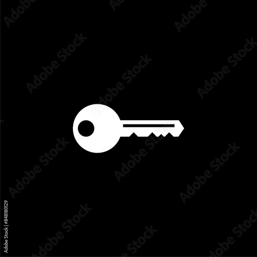 Key Icon simple isolated on black background