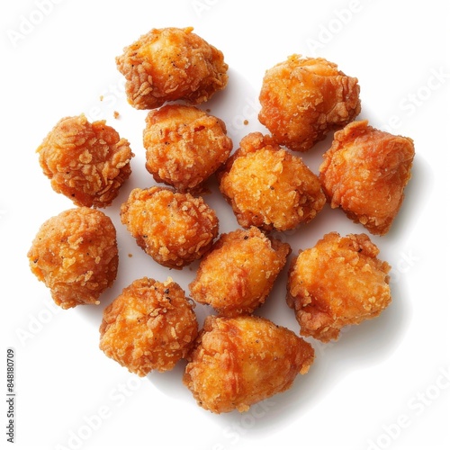 Colorful Pop Surrealism Culinary Element - Fried Chicken Bites Isolated on White Background