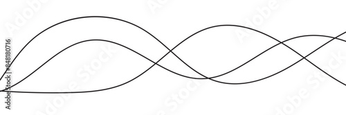 Thin line wavy abstract vector background. Curve wave seamless pattern. Line art striped graphic template. Futuristic technology concept. Vector illustration