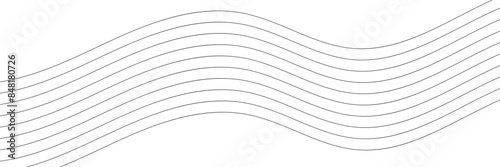 Thin line wavy abstract vector background. Curve wave seamless pattern. Line art striped graphic template. Futuristic technology concept. Vector illustration