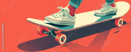Skateboard vintage poster. Vector flat minimalistic isolated illustration