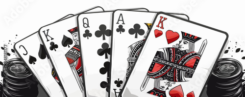 Four aces poker cards icon cartoon black and white Vector flat minimalistic isolated illustration