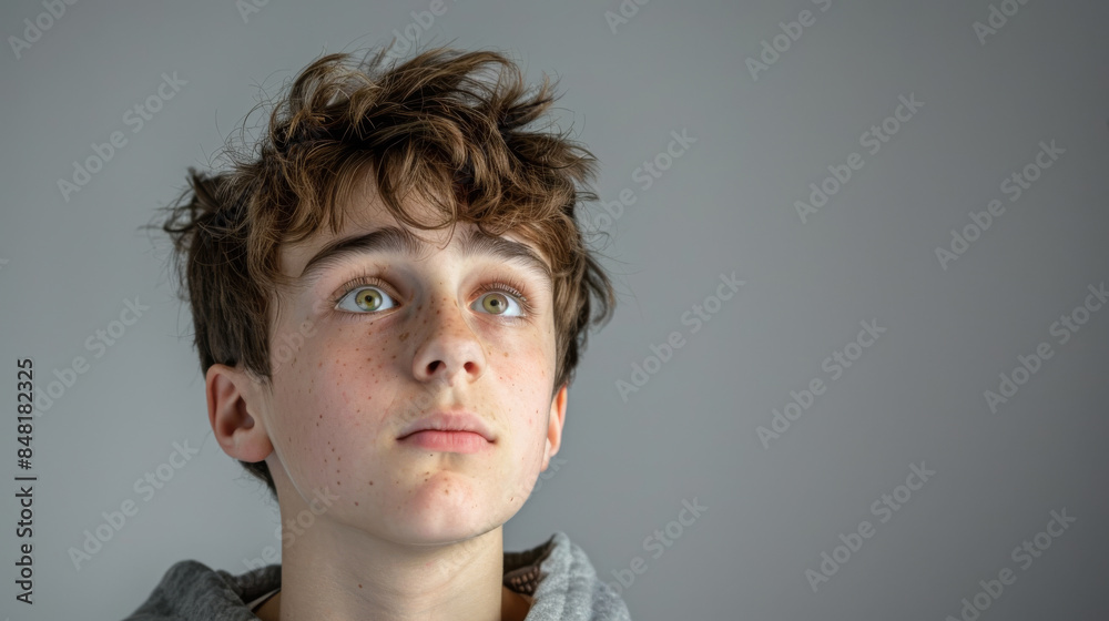 a Caucasian teenager looking anxious on a studio background a Caucasian teenager looking anxious on a studio background