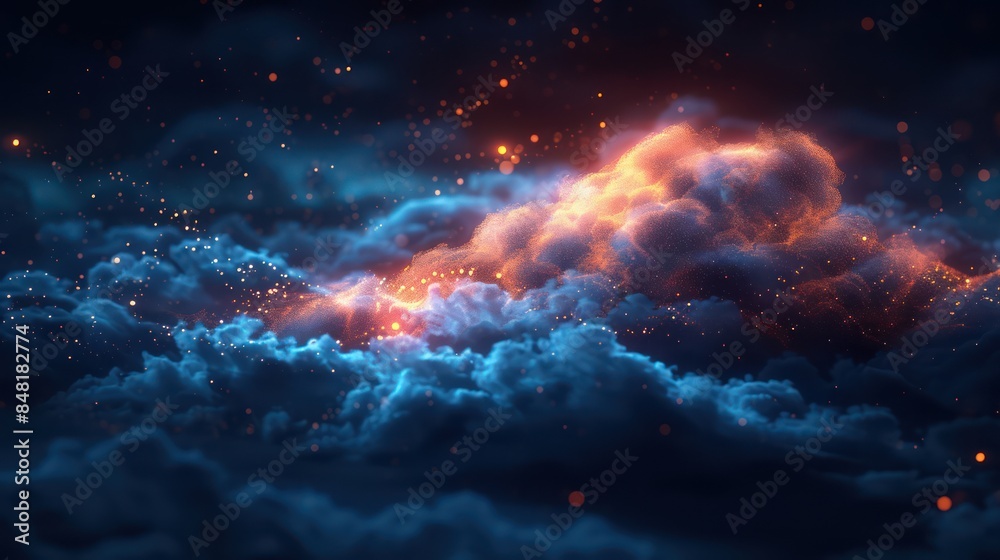 Illustration modern cloud technology. Integrated digital web concept background Illustration modern cloud technology. Integrated digital web concept background