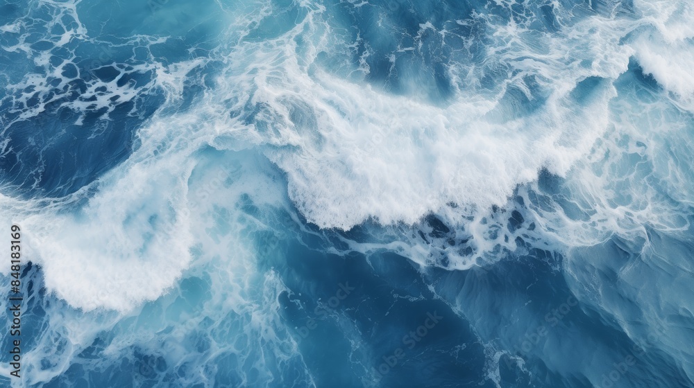 Aerial view of the swirling waves of the river and the sea merging during high tide Aerial view of the swirling waves of the river and the sea merging during high tide