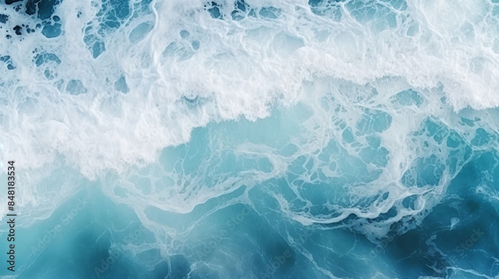 Obraz premium Aerial view of the swirling waves of the river and the sea merging during high tide