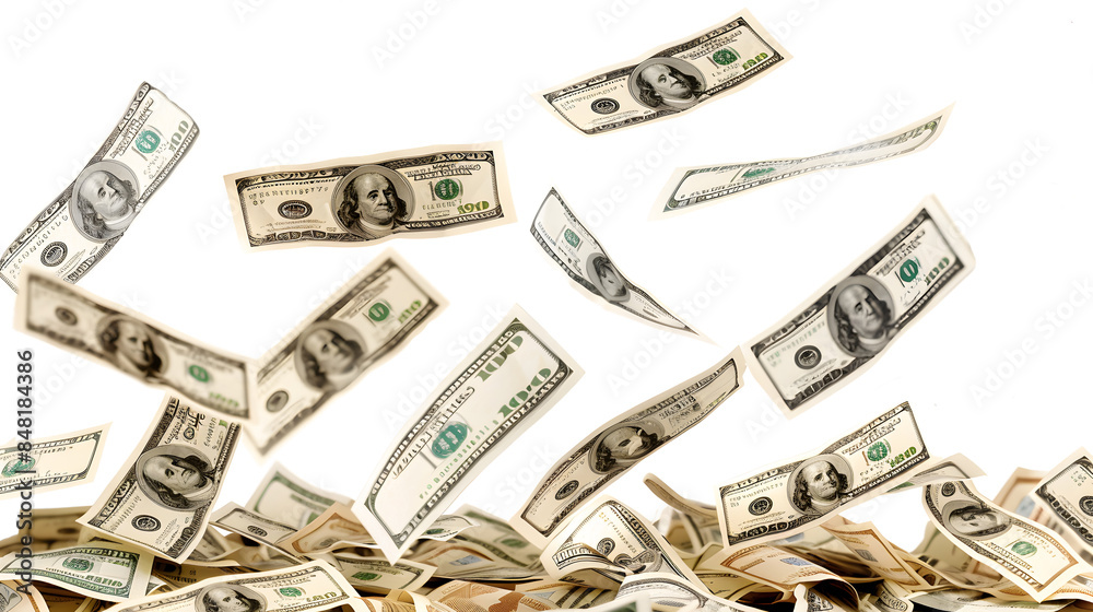 Flying 100 American dollars banknotes cut out, Set of flying hundred dollars banknotes, PNG Flying 100 American dollars banknotes cut out, Set of flying hundred dollars banknotes, PNG