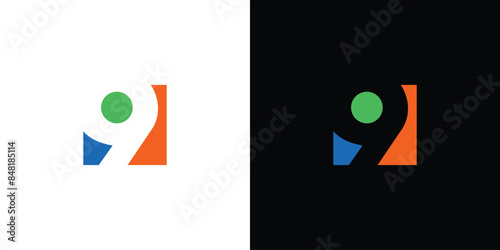 Modern and colorful number 9 logo design
