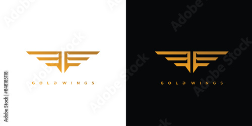 Modern and strong  Golden wings logo design
