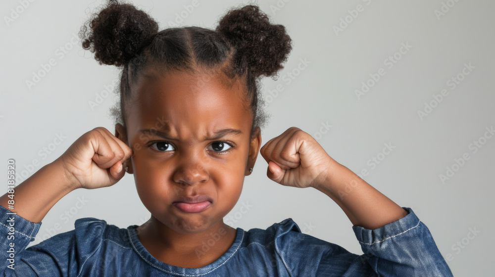 an African American girl showing determination on a studio background an African American girl showing determination on a studio background