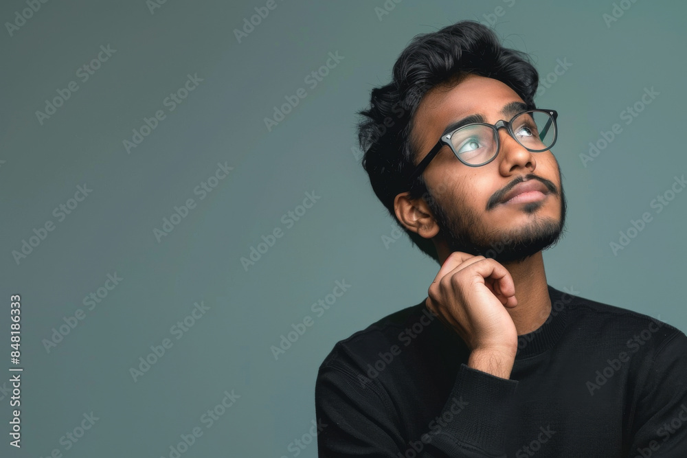 Fototapeta premium an Indian man looking thoughtful on a studio background