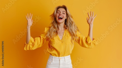 The happy blonde woman photo