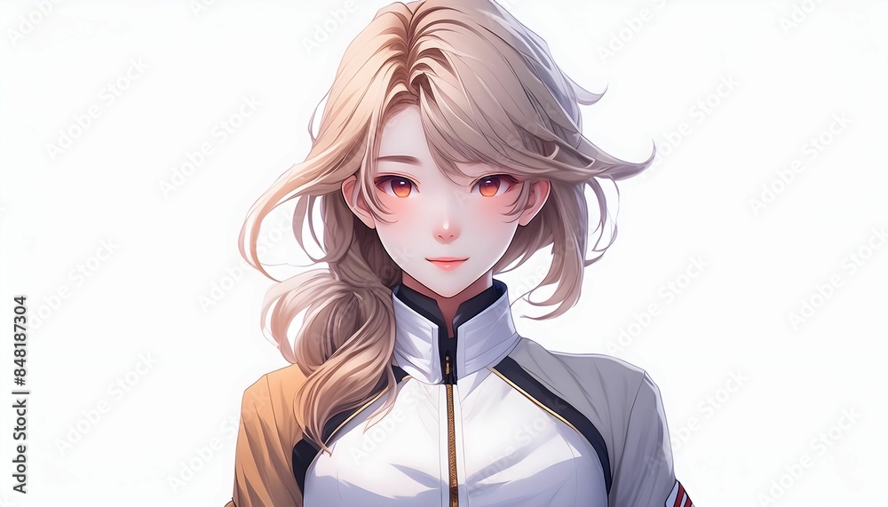 portrait of a young anime on white background portrait of a young anime on white background