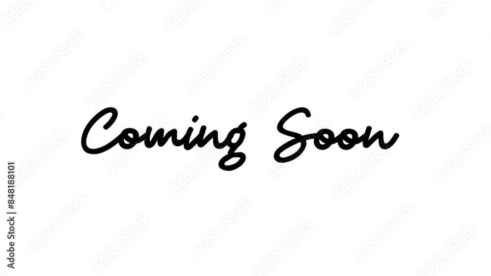 Coming soon Handwritten Animated Text with alpha background. Suitable for promoting upcoming digital products and video
