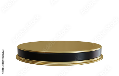 3d gold black stage podium.
