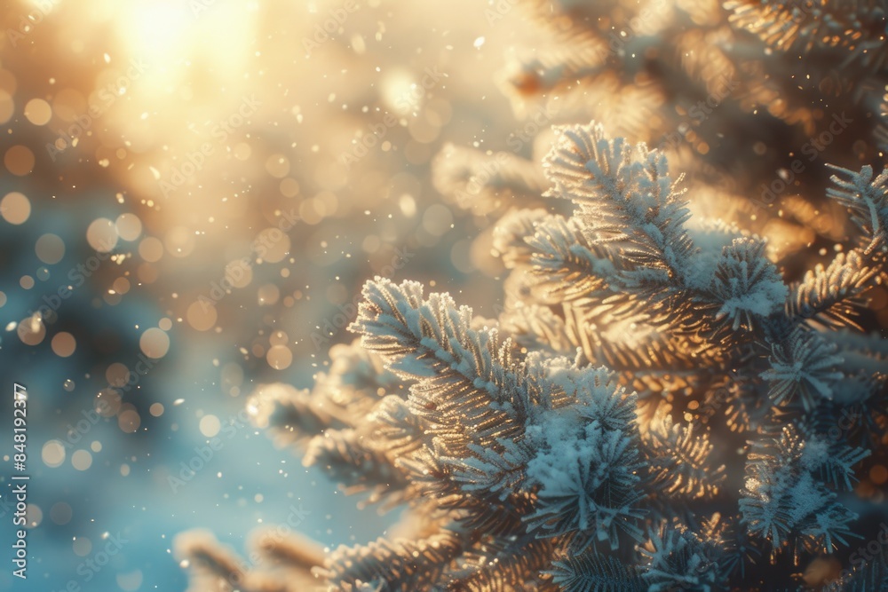 A close-up shot of a snow-covered tree branch A close-up shot of a snow-covered tree branch