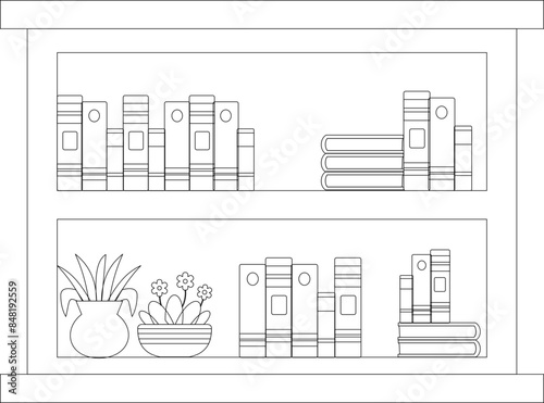 Library Wooden Book Shelf Outline
