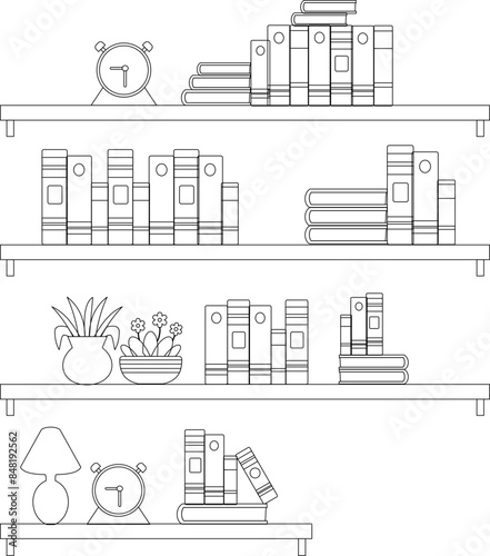 Library Wooden Book Shelf Outline