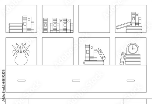 Library Wooden Book Shelf Outline