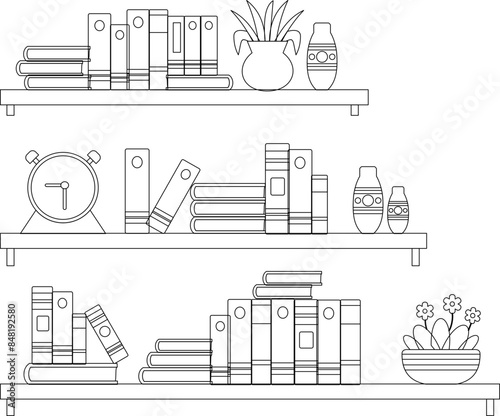 Library Wooden Book Shelf Outline