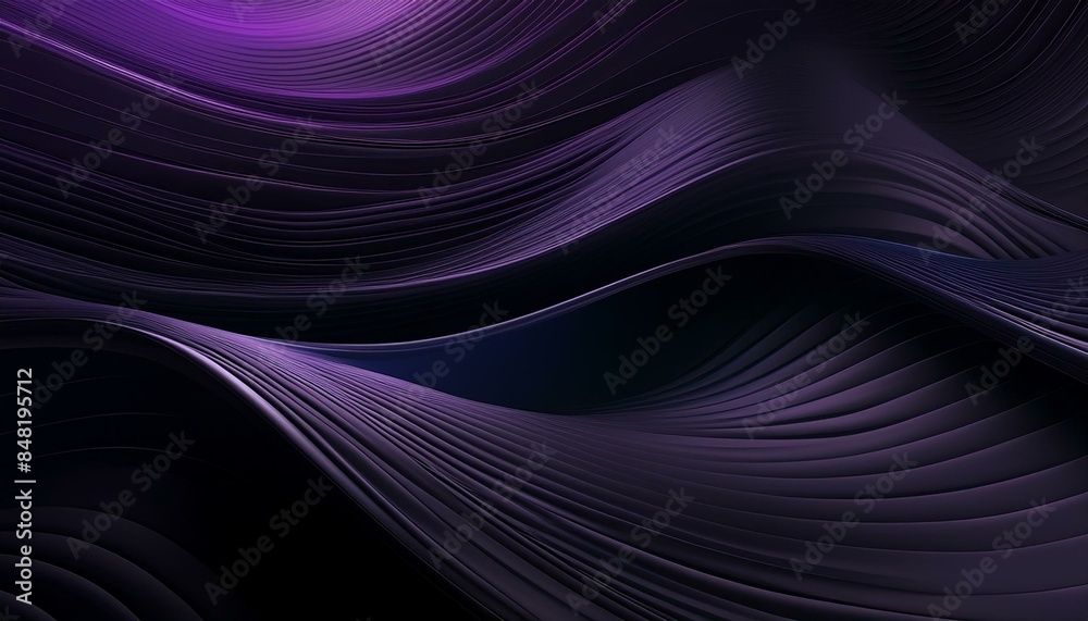 Abstract black luxury geometric background with flowing lines and waves. Modern shiny wavy lines on black and purple color background Abstract black luxury geometric background with flowing lines and waves. Modern shiny wavy lines on black and purple color background