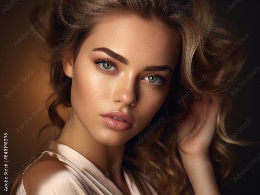 Fototapeta premium Portrait of a stunning woman with flowing locks