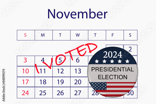 5th november Presidential election day in the United States. Vote 2024. Election 2024 USA. Political election campaign banner. design with Vote Day on November  US.