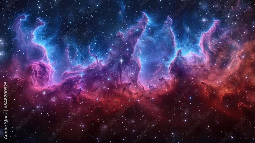 Fototapeta premium Space nebula, 3D rendering, spherical panorama