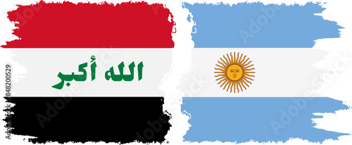 Argentina and Iraq grunge flags connection vector