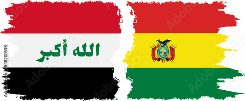 Bolivia and Iraq grunge flags connection vector