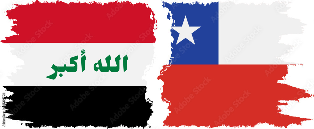 Fototapeta premium Chile and Iraq grunge flags connection vector