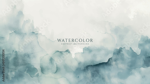 Abstract horizontal watercolor background. Neutral light colored empty space background illustration