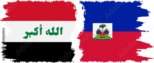 Haiti and Iraq grunge flags connection vector photo