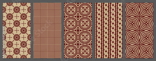Seamless background pattern textile design for wallpaper, texture, printing, clothing. Collection set vector.