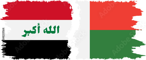 Free Download Madagascar and Iraq grunge flags connection vector - GFXLoad