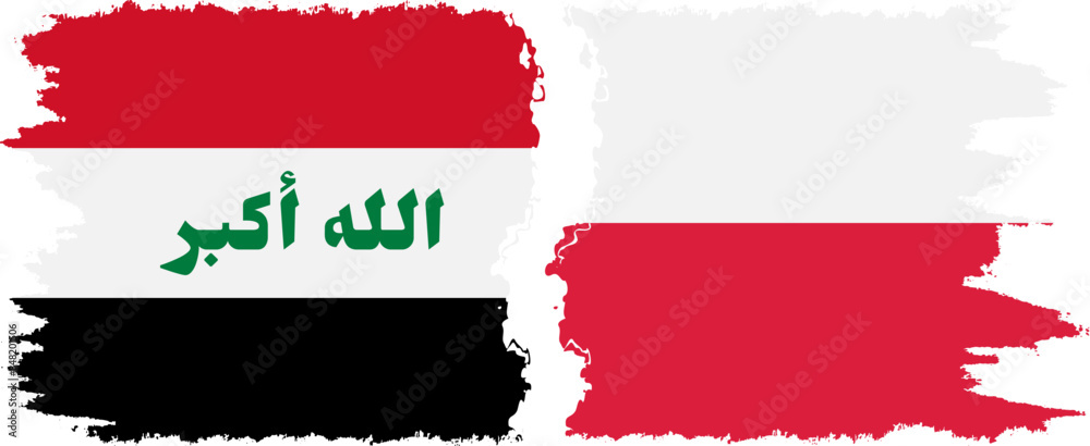 Poland and Iraq grunge flags connection vector Poland and Iraq grunge flags connection vector