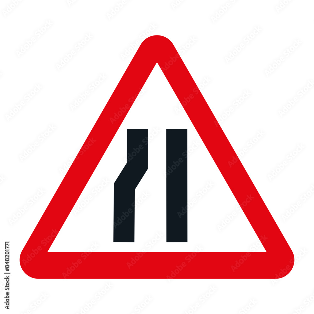 DANGER TRAFFIC SIGNS OF SPAIN, P-17b - Narrowing of the road on the left - SVG DANGER TRAFFIC SIGNS OF SPAIN, P-17b - Narrowing of the road on the left - SVG