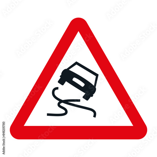 DANGER TRAFFIC SIGNS OF SPAIN, P-19 - Slippery road - SVG