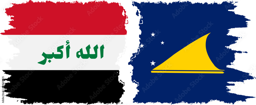 Fototapeta premium Tokelau and Iraq grunge flags connection vector