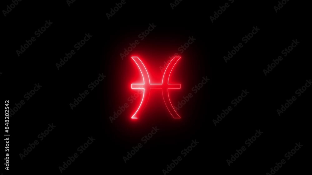 Neon light shaped into the zodiac sign Pisces. Neon light shaped into the zodiac sign Pisces.