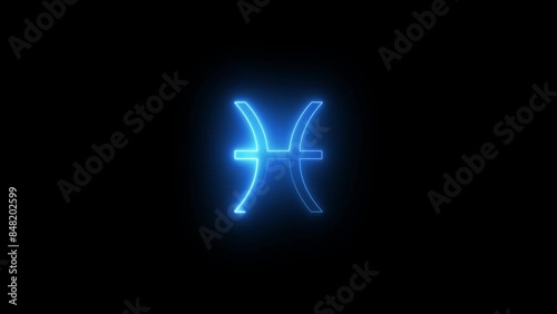 Neon light shaped into the zodiac sign Pisces.