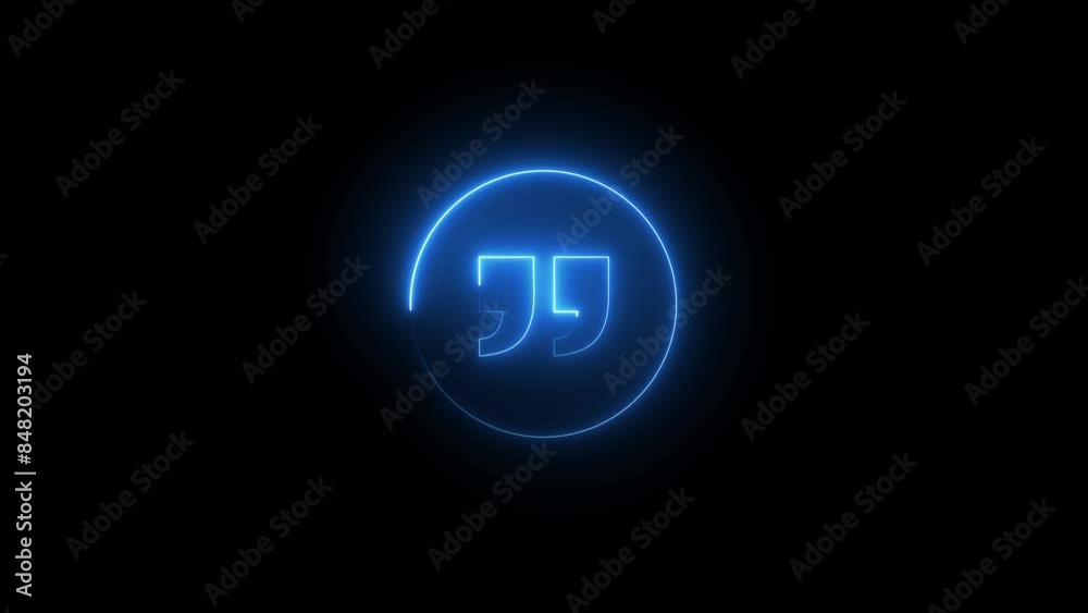 neon line Set of quote mark, quotes icon sign design animation neon line Set of quote mark, quotes icon sign design animation