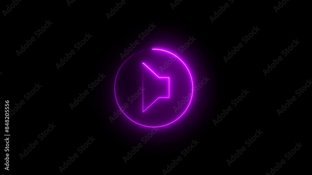 Bright neon ui ux icon on the speaker. Glowing speaker sign on black backdrop. Bright neon ui ux icon on the speaker. Glowing speaker sign on black backdrop.