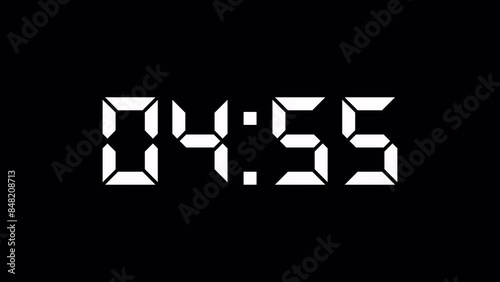 4K countdown animation, 5 minutes displays a timer counting down minutes and seconds.