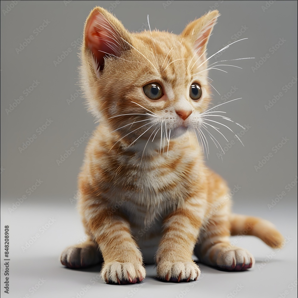 Obraz premium Adorable Kitten Posing Curiously with Expressive Eyes and Fuzzy Fur