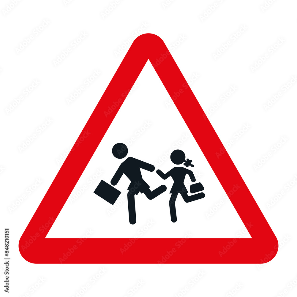 DANGER TRAFFIC SIGNS OF SPAIN, P-21 - School Crossing - PNG DANGER TRAFFIC SIGNS OF SPAIN, P-21 - School Crossing - PNG